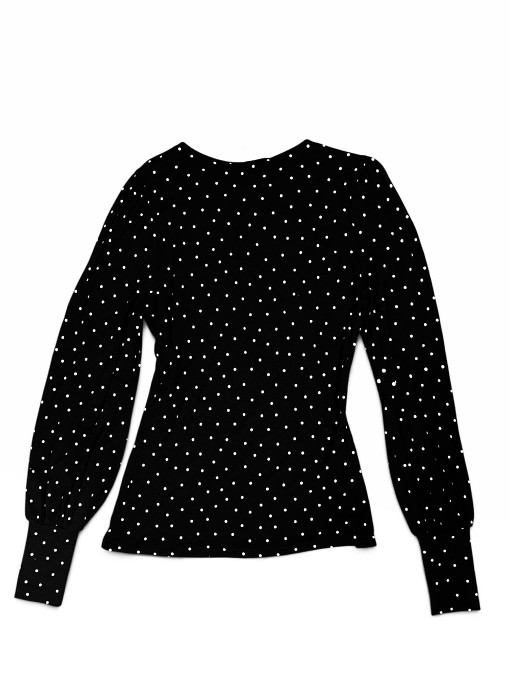 2/$25 RW&CO. Black & White Polka Dot Puff Sleeve Top - Picture 5 of 5